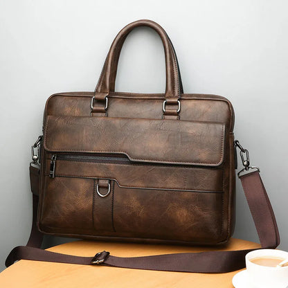 Niki | Men's Briefcase with Front Zip Pocket