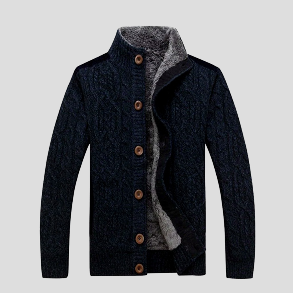 Cozy Cable Knit Button-Front Jacket