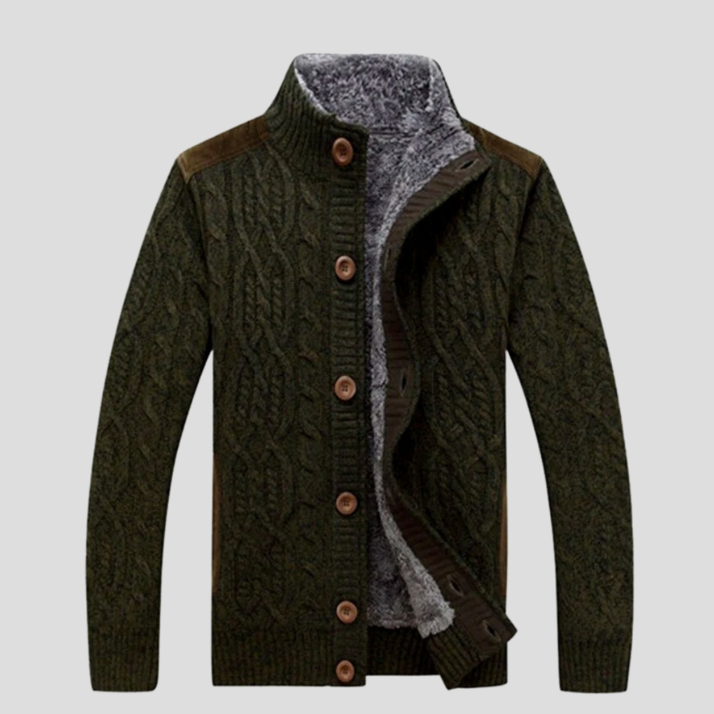 Cozy Cable Knit Button-Front Jacket