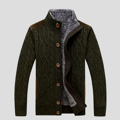 Cozy Cable Knit Button-Front Jacket
