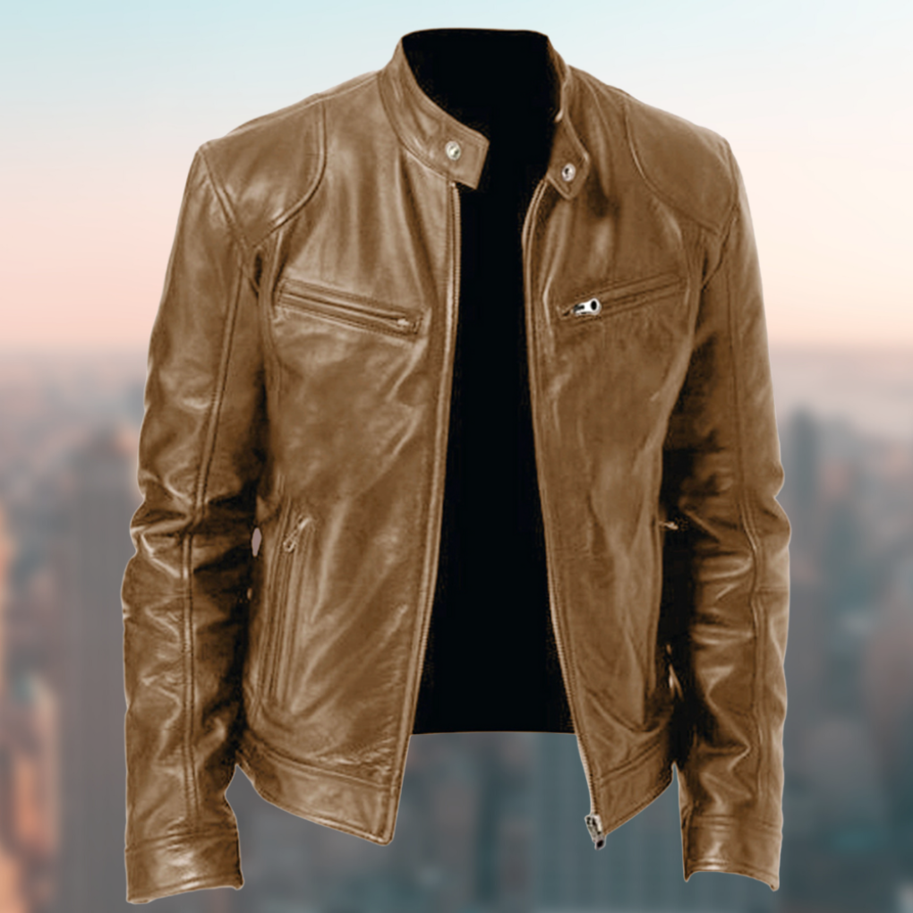 Men's Classic Cafe Racer Faux Leather Jacket