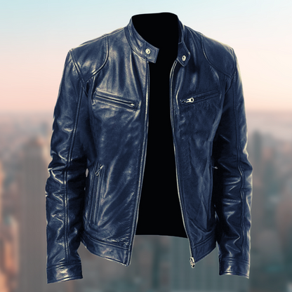 Men's Classic Cafe Racer Faux Leather Jacket