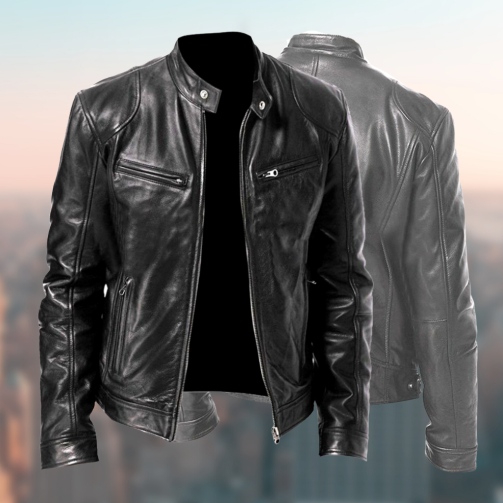 Refined Cafe Racer Leather Jacket