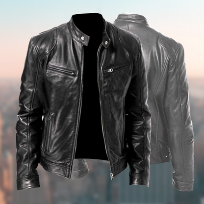 Refined Cafe Racer Leather Jacket
