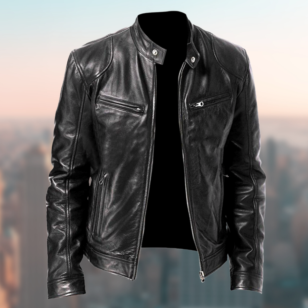 Refined Cafe Racer Leather Jacket