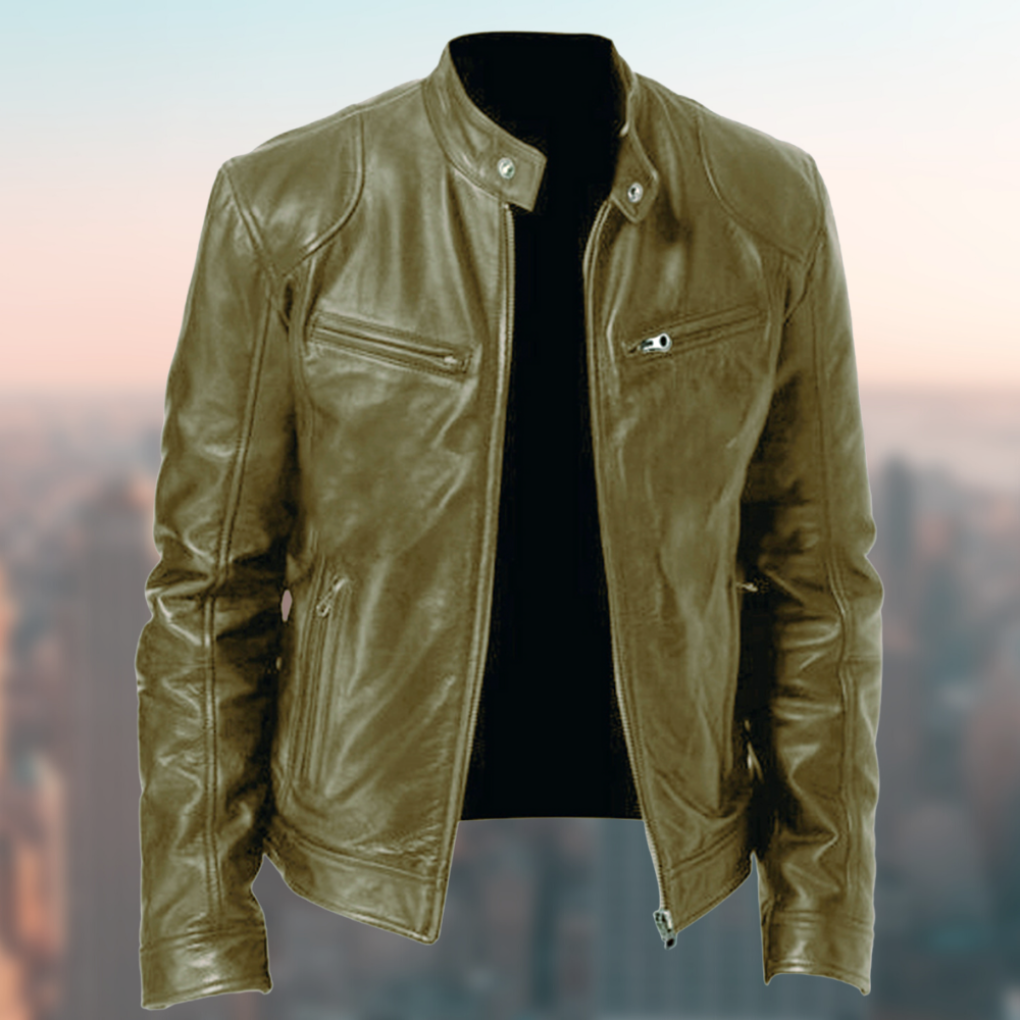 Refined Cafe Racer Leather Jacket