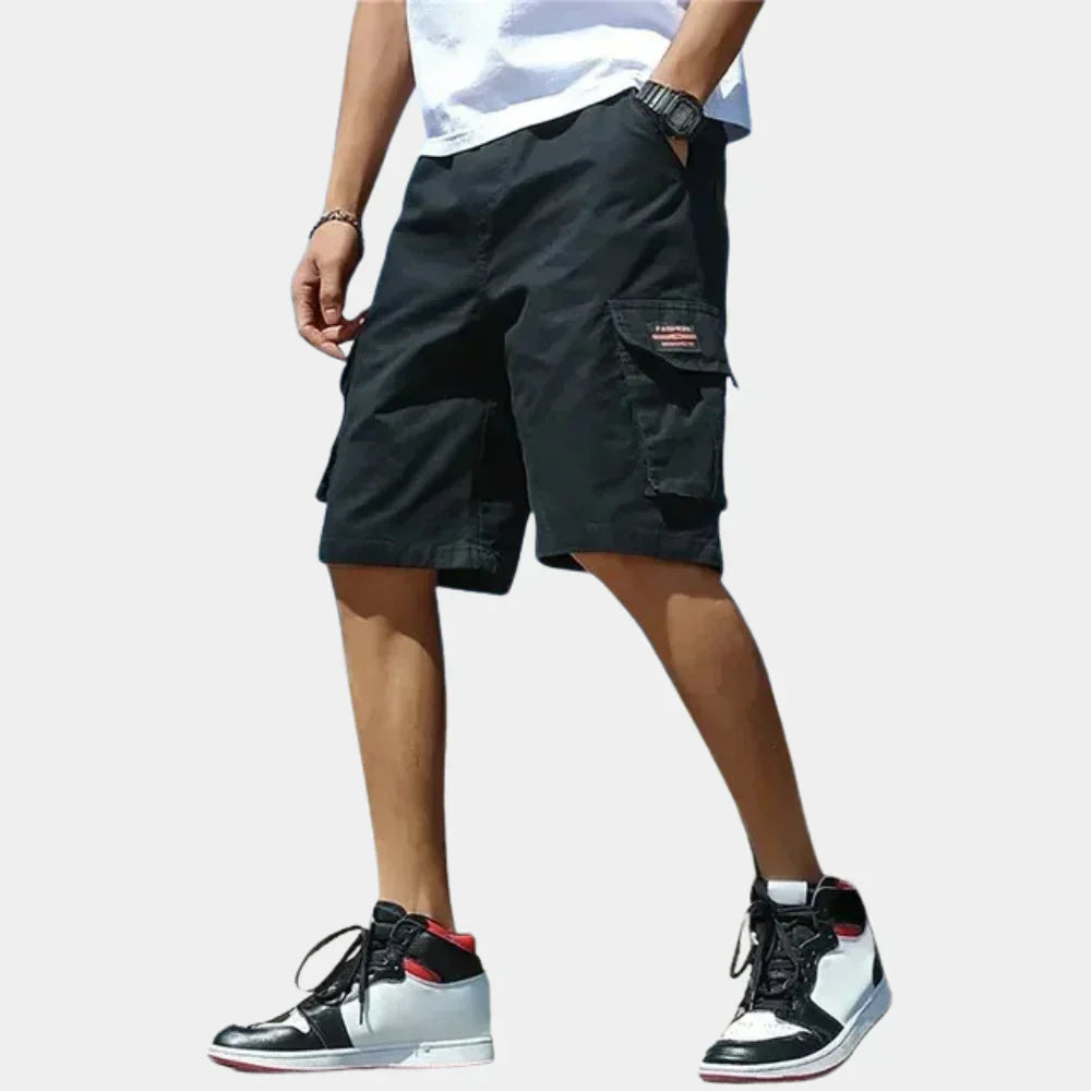 Loose Fit Cargo Shorts with Many Pockets