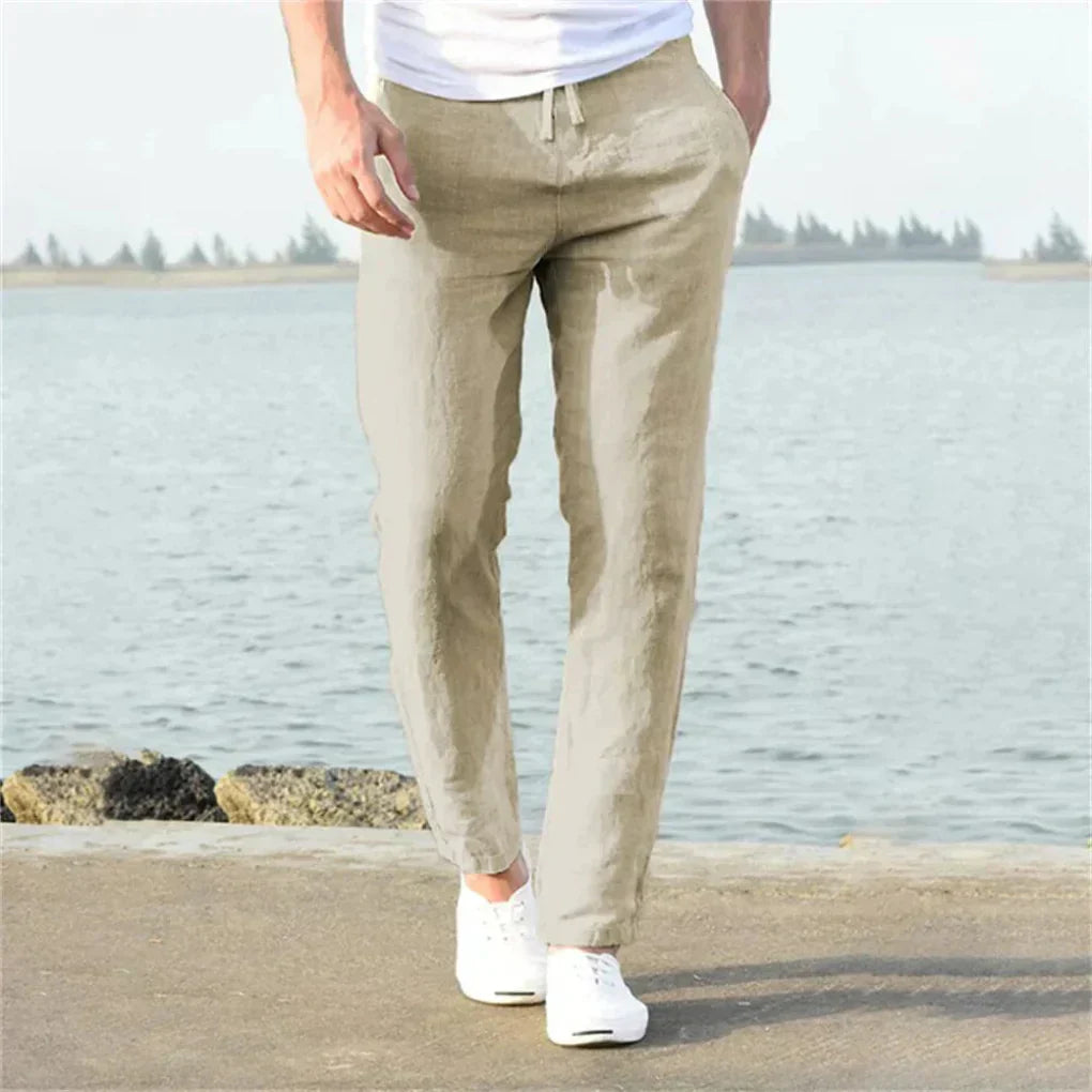 Men's Linen Blend Casual Drawstring Pants