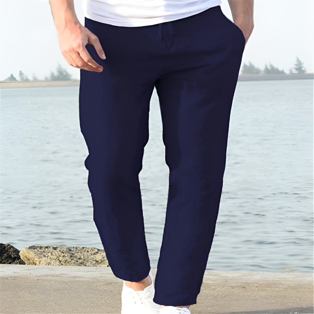 Men's Linen Blend Casual Drawstring Pants