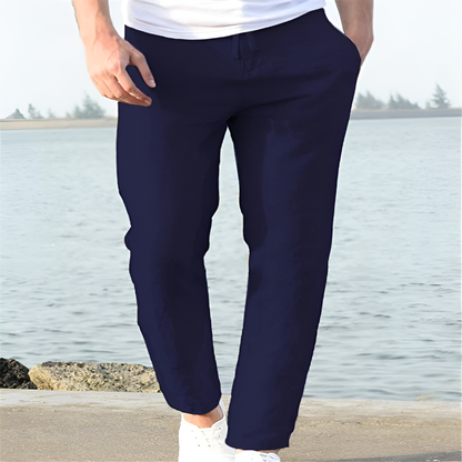 Men's Linen Blend Casual Drawstring Pants