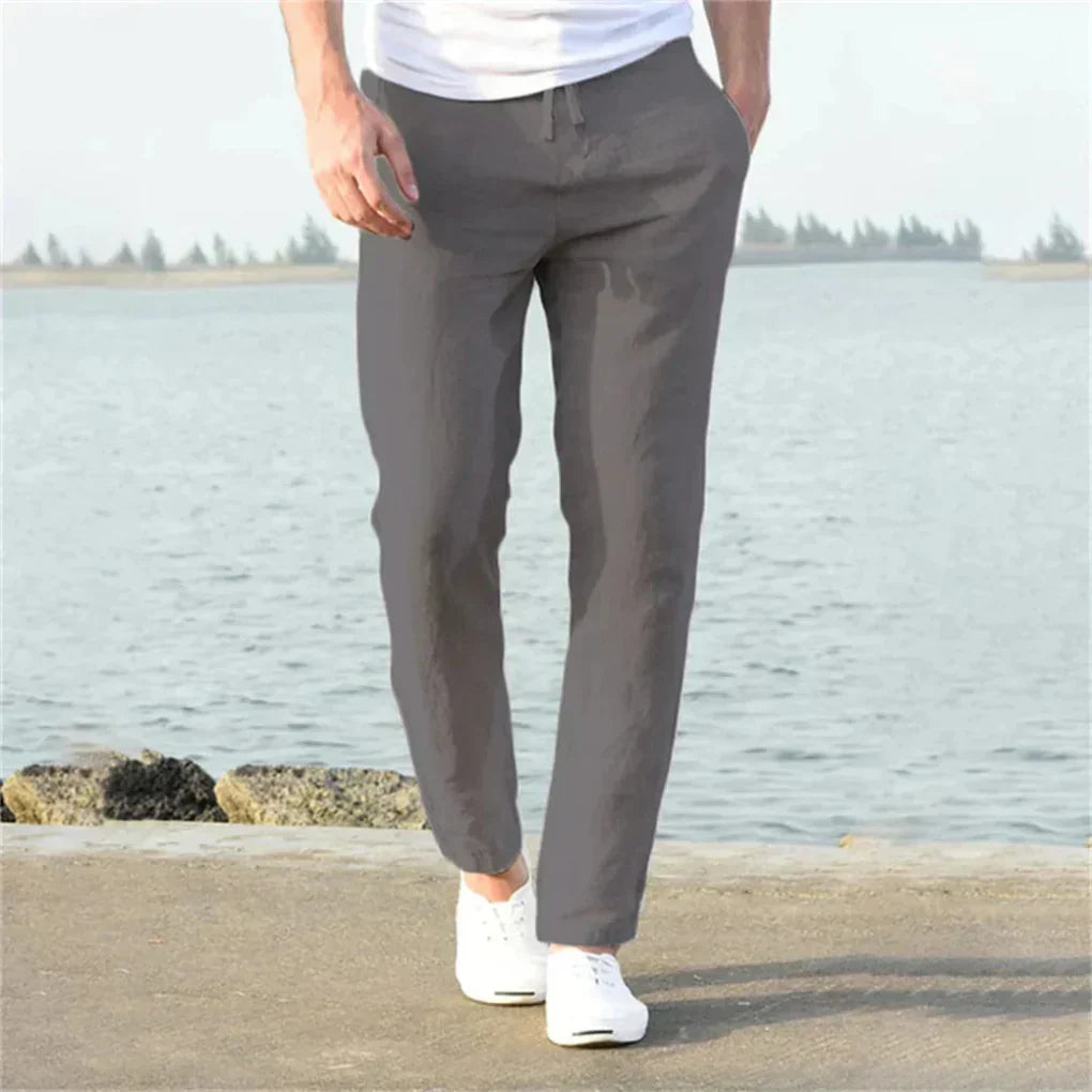 Men's Linen Blend Casual Drawstring Pants