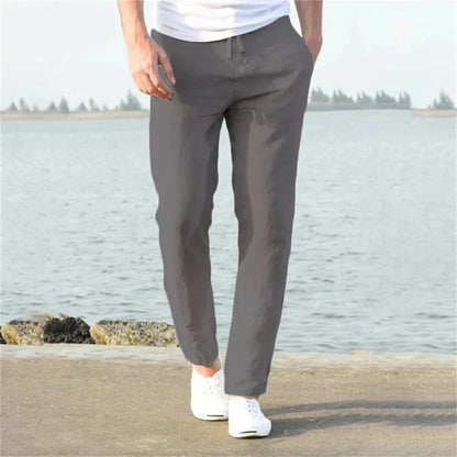 Men's Linen Blend Casual Drawstring Pants