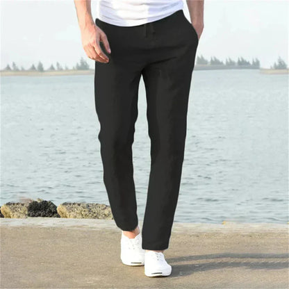 Men's Linen Blend Casual Drawstring Pants