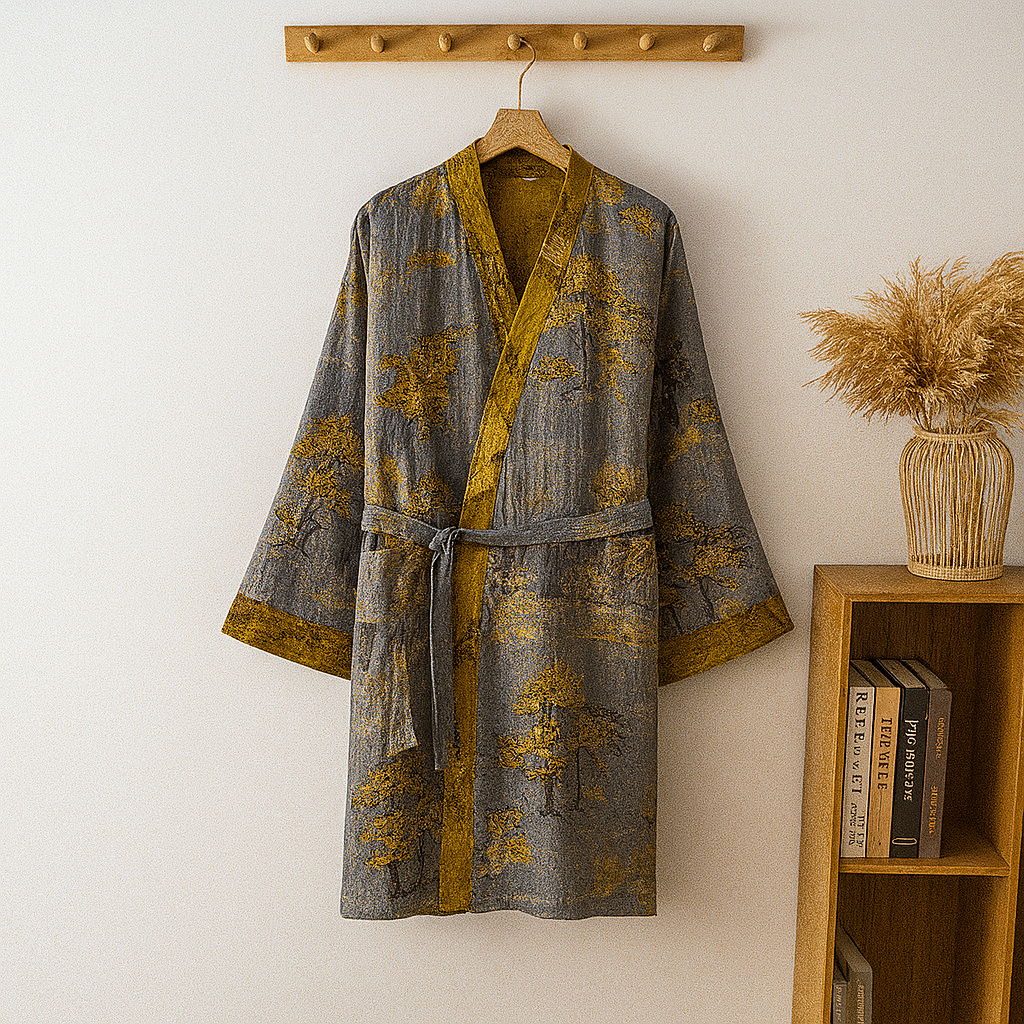 Niki | Men's Printed Jacquard V-Neck Robe