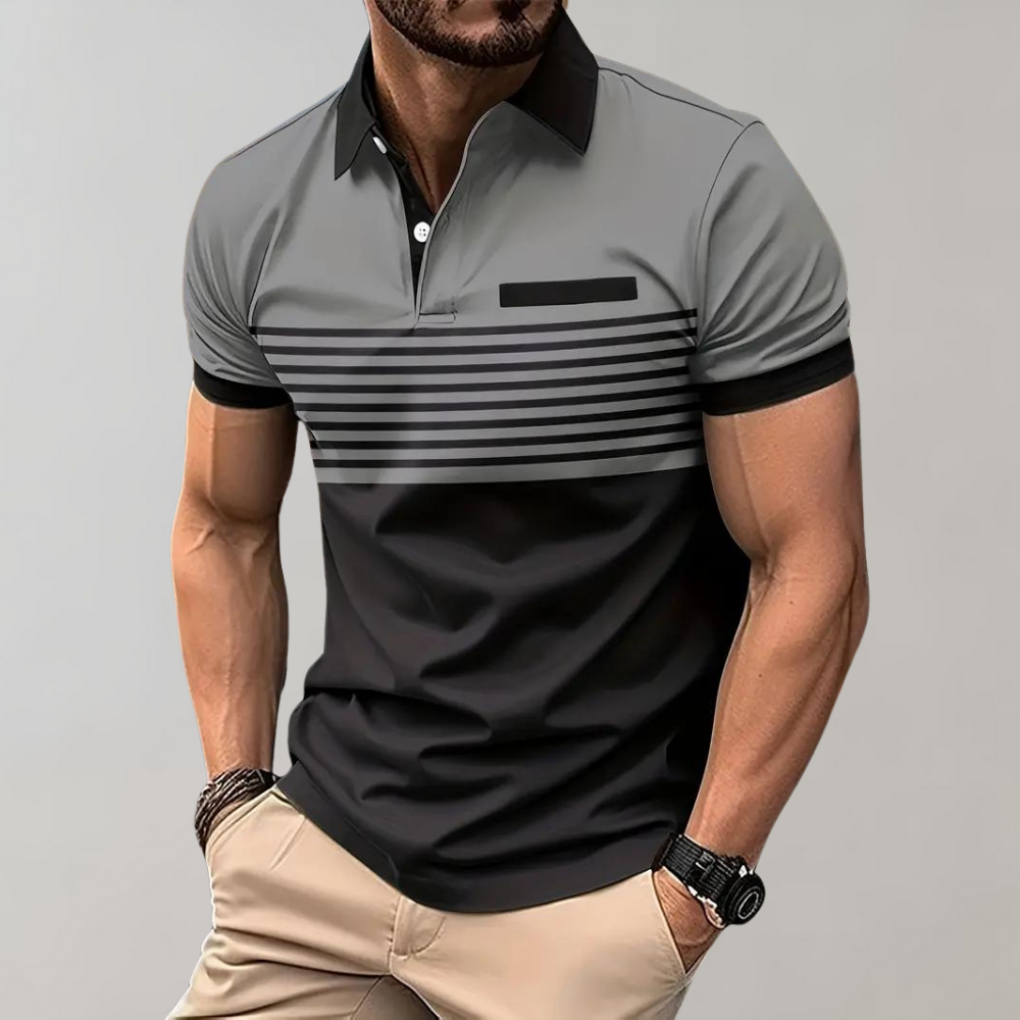 Polo Shirt with Contrasting Stripes