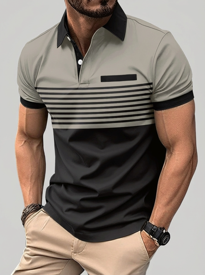 Polo Shirt with Contrasting Stripes