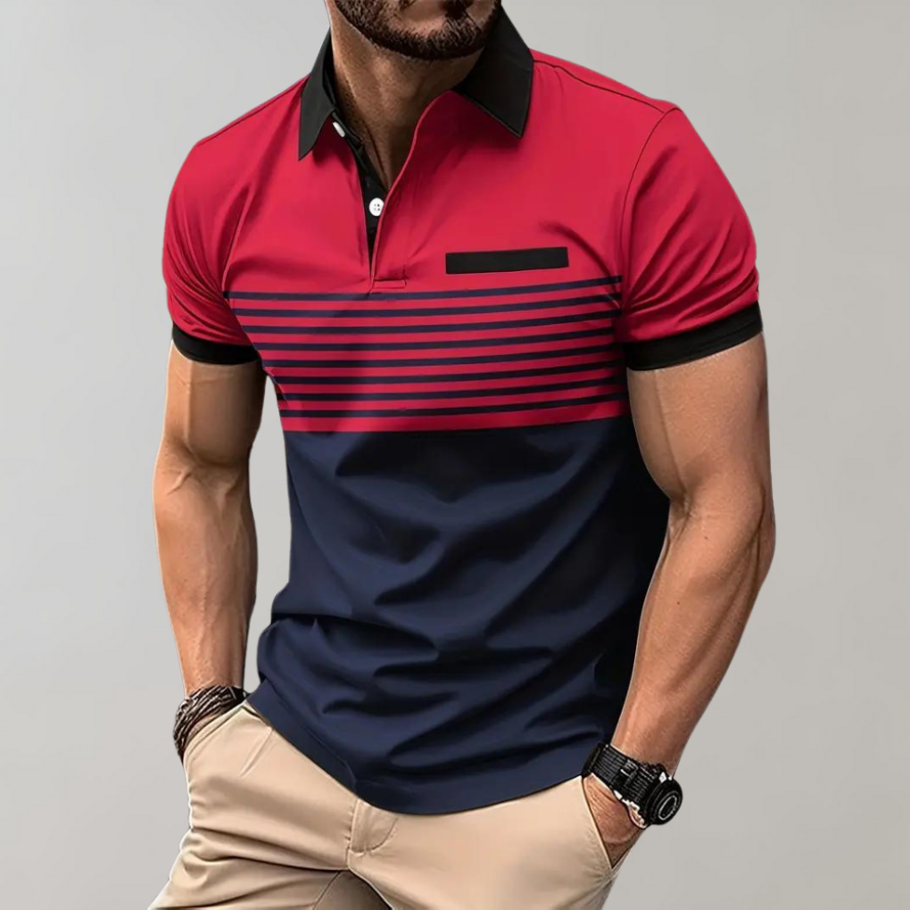 Polo Shirt with Contrasting Stripes