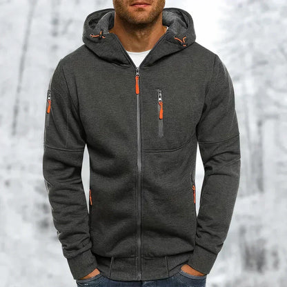 Zip-Front Hoodie with Textured Details and Zippered Pockets