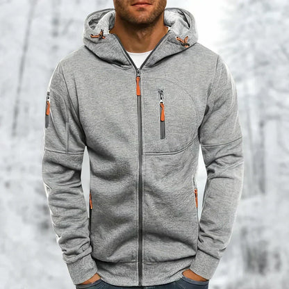 Zip-Front Hoodie with Textured Details and Zippered Pockets