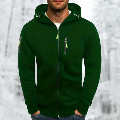 Zip-Front Hoodie with Textured Details and Zippered Pockets