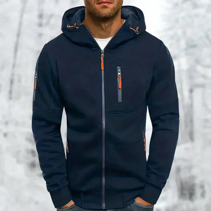 Zip-Front Hoodie with Textured Details and Zippered Pockets