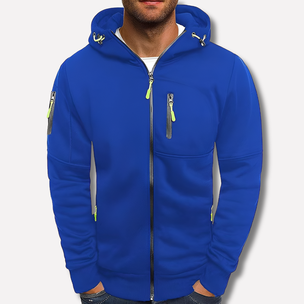 Zip-Front Hoodie with Textured Details and Zippered Pockets