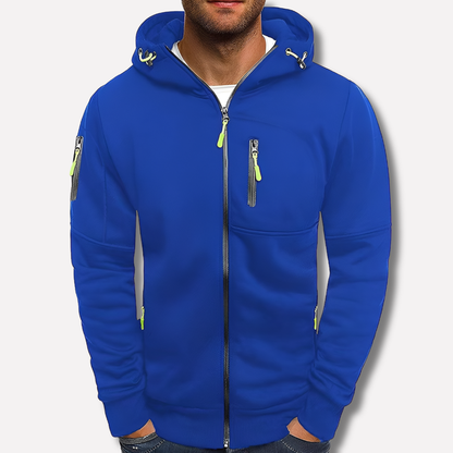 Zip-Front Hoodie with Textured Details and Zippered Pockets