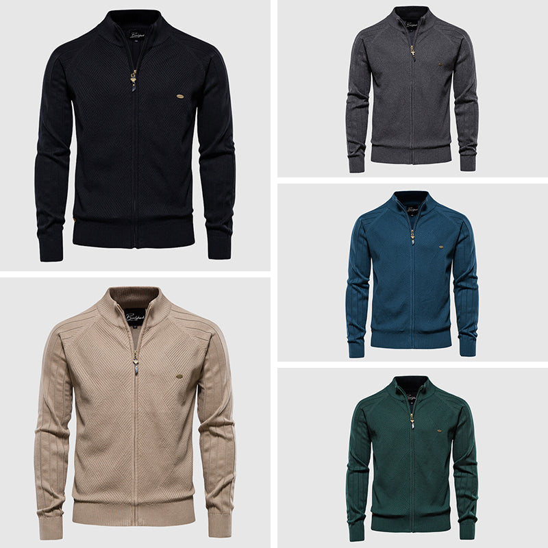 Men's Textured Full-Zip Comfort Cardigan