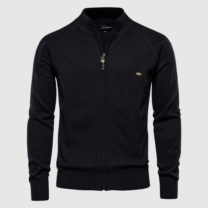 Men's Textured Full-Zip Comfort Cardigan