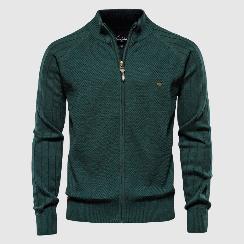 Men's Textured Full-Zip Comfort Cardigan
