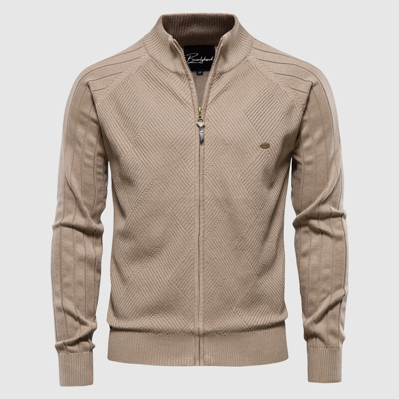 Men's Textured Full-Zip Comfort Cardigan