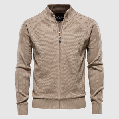Men's Textured Full-Zip Comfort Cardigan