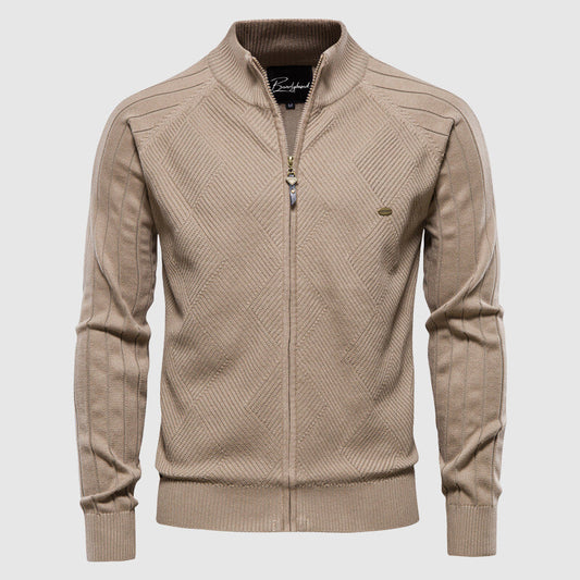 Men's Textured Full-Zip Comfort Cardigan