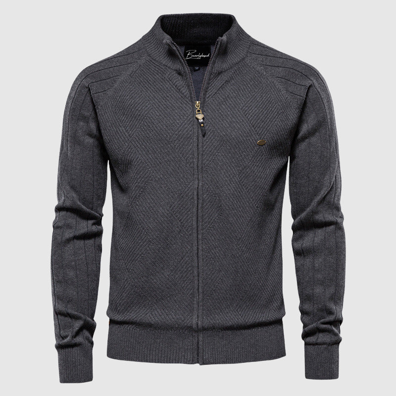 Men's Textured Full-Zip Comfort Cardigan