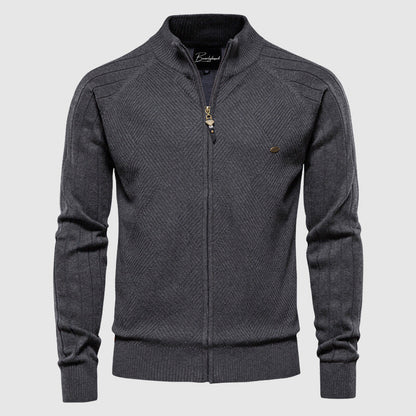 Men's Textured Full-Zip Comfort Cardigan