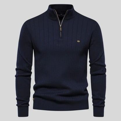 Refined Vertical Rib Half-Zip Pullover