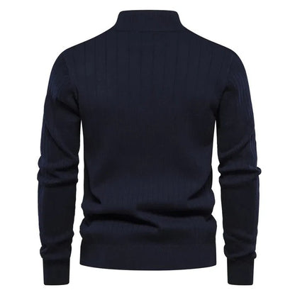 Refined Vertical Rib Half-Zip Pullover