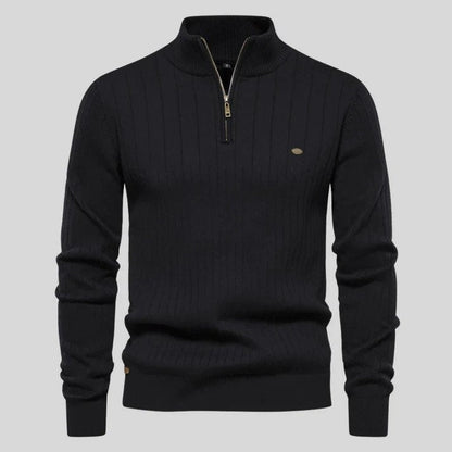 Refined Vertical Rib Half-Zip Pullover