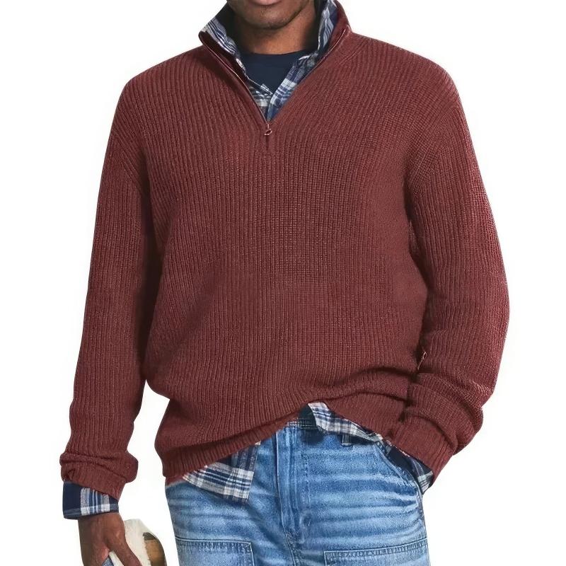 Men's Cozy Ribbed Knit Half-Zip Pullover