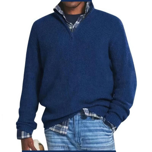 Men's Cozy Ribbed Knit Half-Zip Pullover