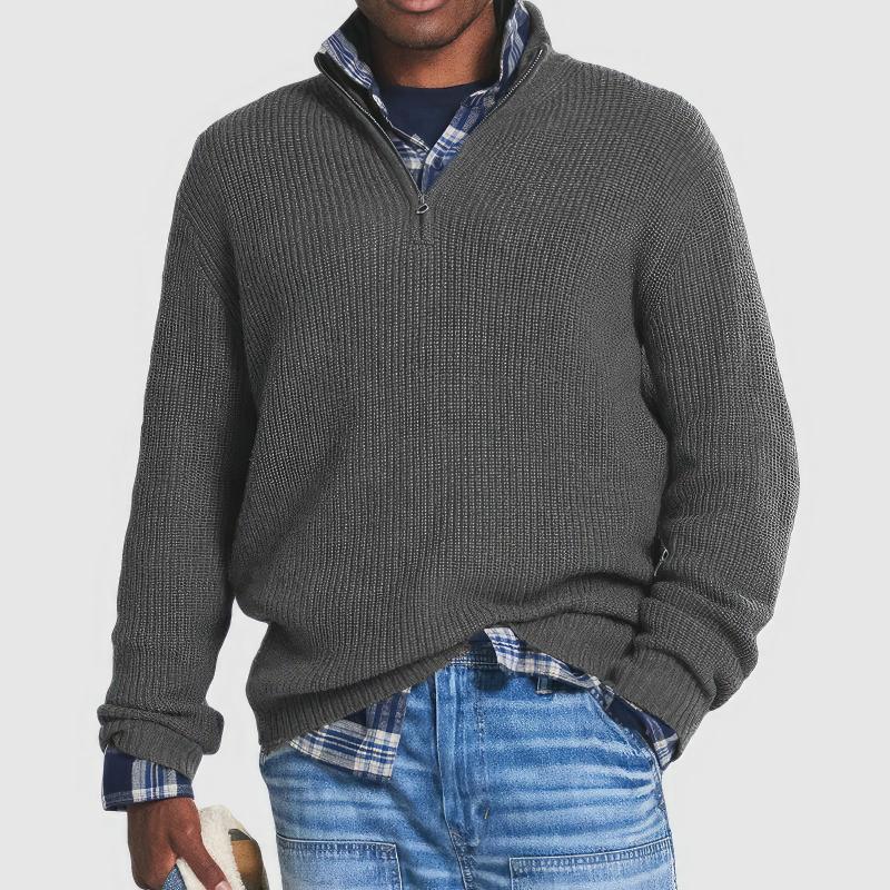 Men's Cozy Ribbed Knit Half-Zip Pullover