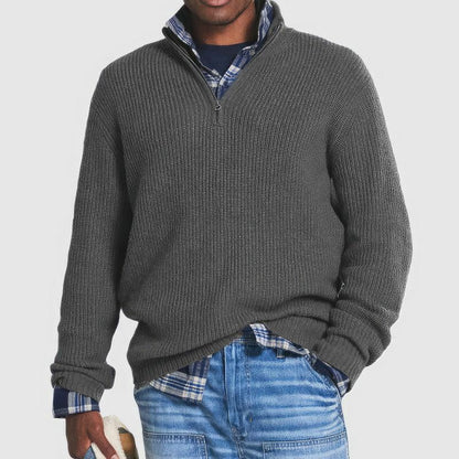 Men's Cozy Ribbed Knit Half-Zip Pullover