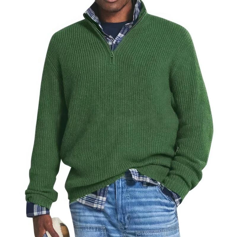 Men's Cozy Ribbed Knit Half-Zip Pullover