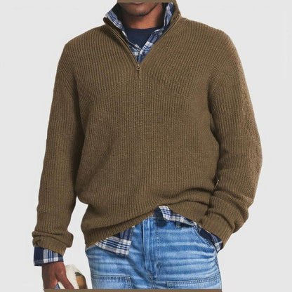 Men's Cozy Ribbed Knit Half-Zip Pullover