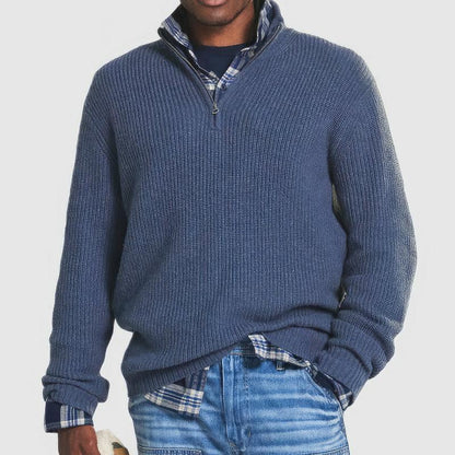Men's Cozy Ribbed Knit Half-Zip Pullover
