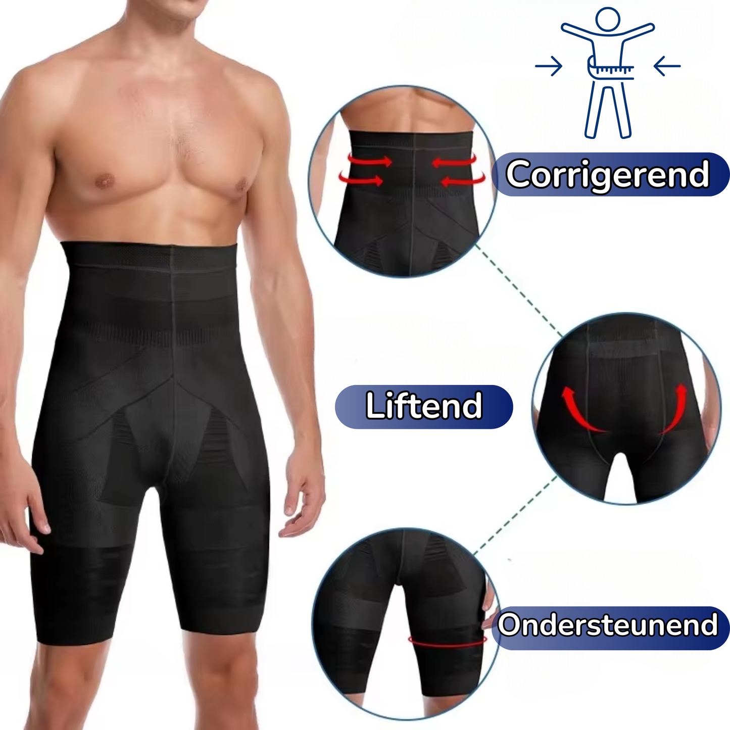 Men's High-Waisted Support Compression Shorts