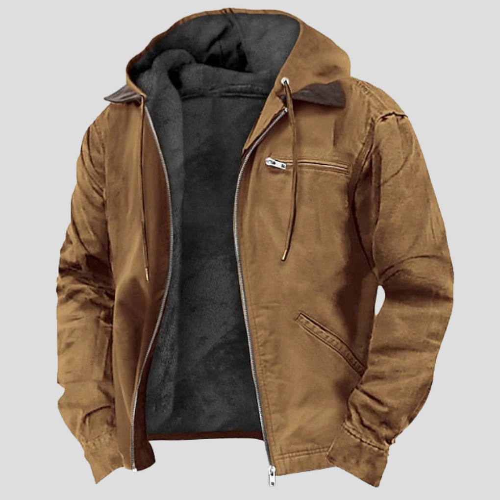 Men's Hooded Sherpa Lined Winter Jacket