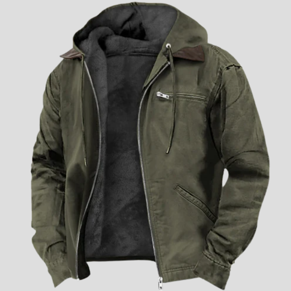 Men's Hooded Sherpa Lined Winter Jacket