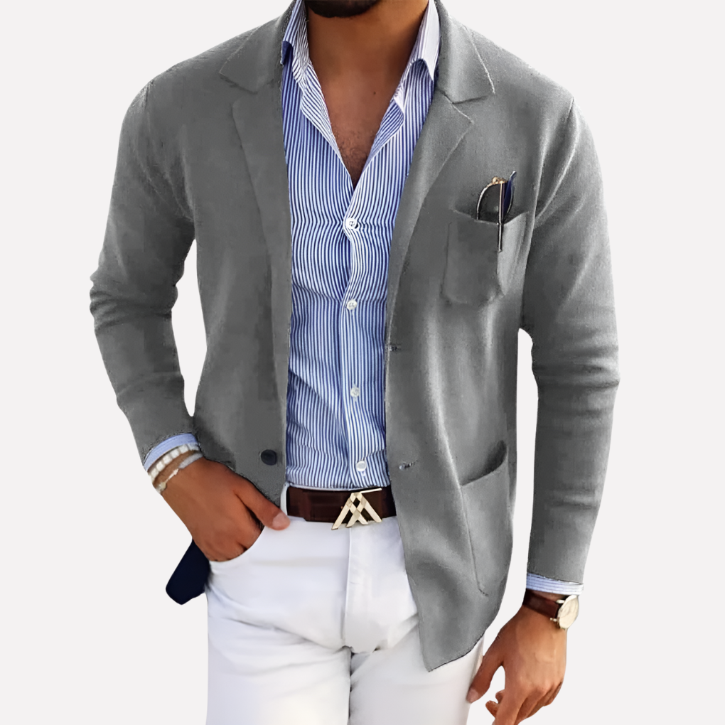 Men's Textured Knit Blazer Jacket