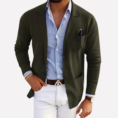 Men's Textured Knit Blazer Jacket